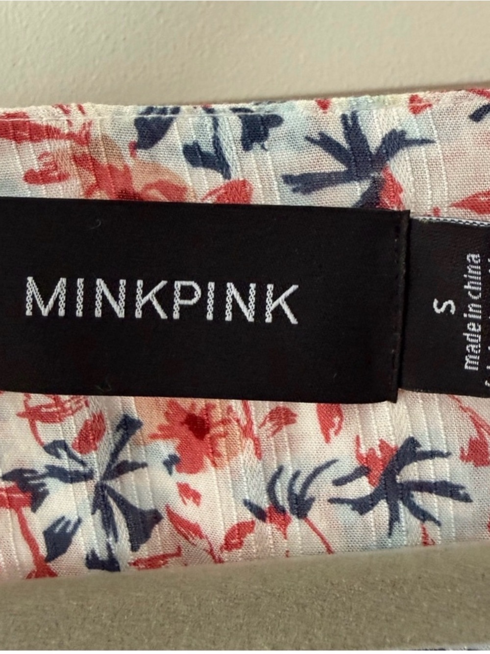 MINKPINK Floral Peplum Blouse Boho Cottagecore Tie Waist Top Size Small - Picture 4 of 4